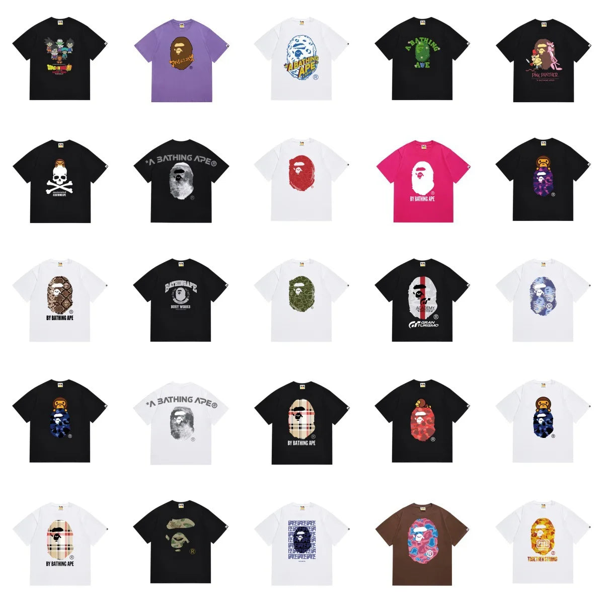 2026 1:1 High Version Ready Stock Letter Printing Bapees Tee Men Trendy PrintedApe Shirt Fashion Designer Bapees Shirt Hot Sell