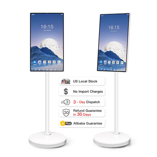 24 Inch 128GB 13MP Camera  Rolling Tablet TV  Remote Control Tutorials Home Gym Workout Android Portable Smart TV