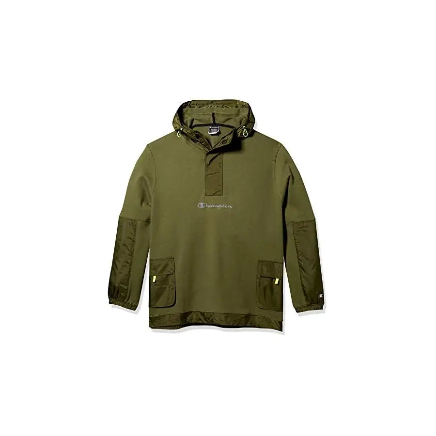 Champion Sideline 1/2 Zip Pullover-Chest Reflective Script Mens Jackets Color: Black | 100% Authentic