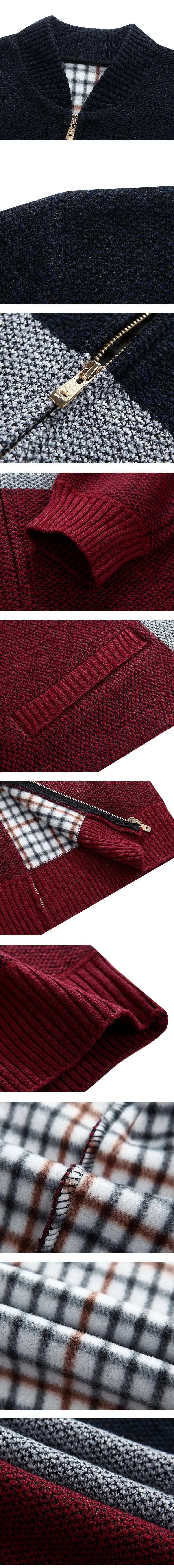 Winter Fashion Patchwork Men's Knitted Jackets Thick Comfy Long Sleeve Sweater Coat Warm Stand Collar Fall Tide Casual Cardigan