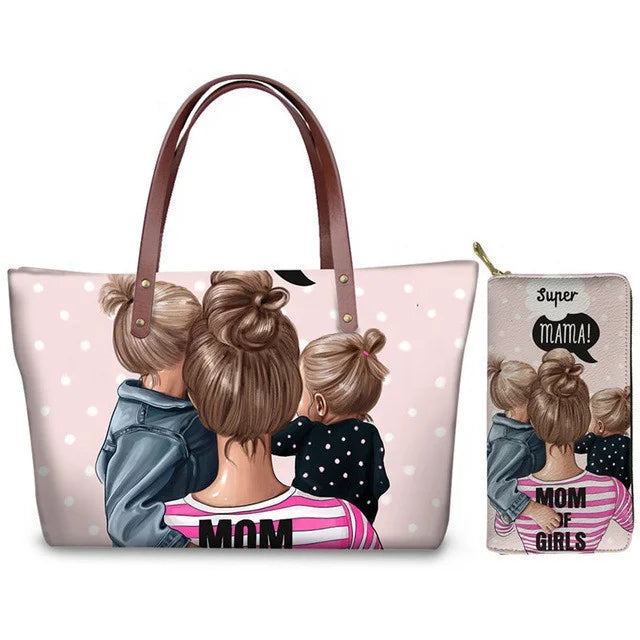 Custom Printed Women Bag Handbags African Girls Printing Purse and Handbags 2pcs Set Shoulder Tote Bag Females Summer Beach Bags