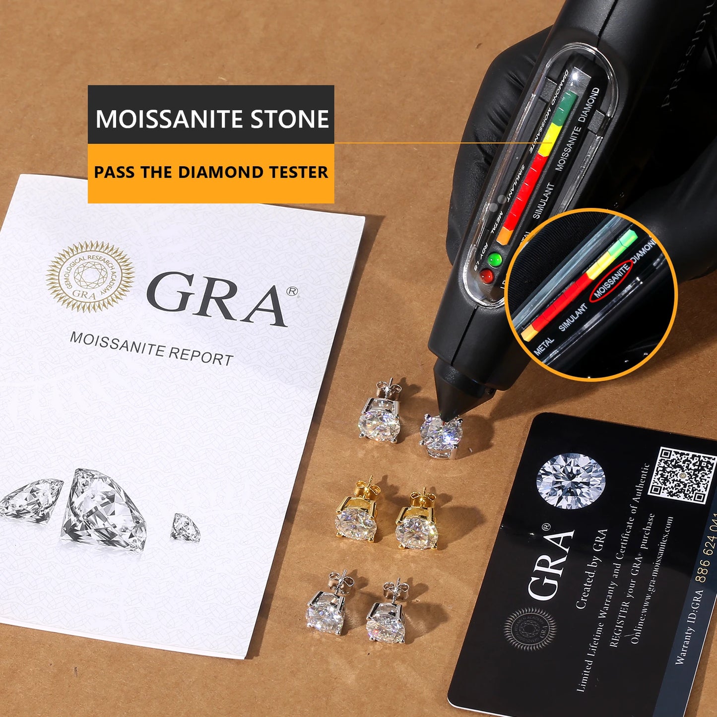 USA VVS Moissanite Earring Pass Diamond Tester 14K Gold Plated 925 Sterling Silver Christmas Gift Women GRA Lab Diamond Stud Men