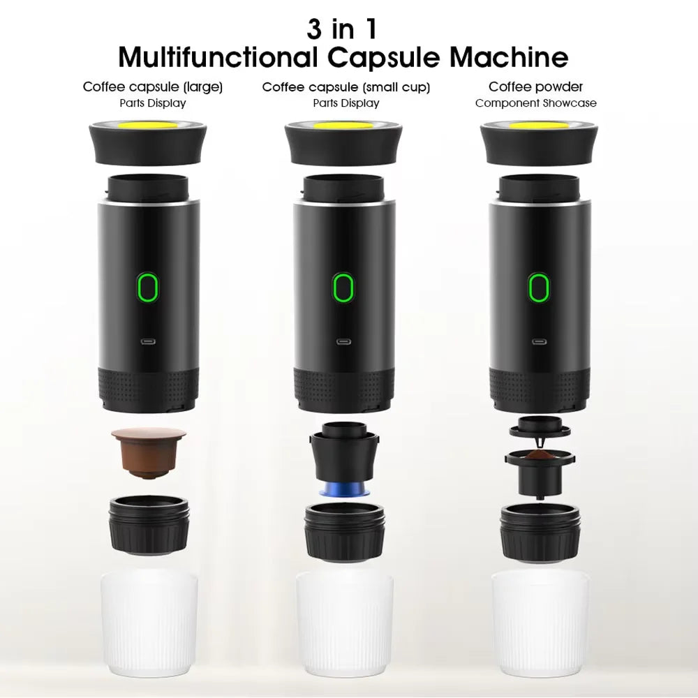 Small MOQ Customized Logo Electric Espresso Machine Travel Portable Grounds Coffee Maker Typed-C Home Outdoor Coffee Machine
