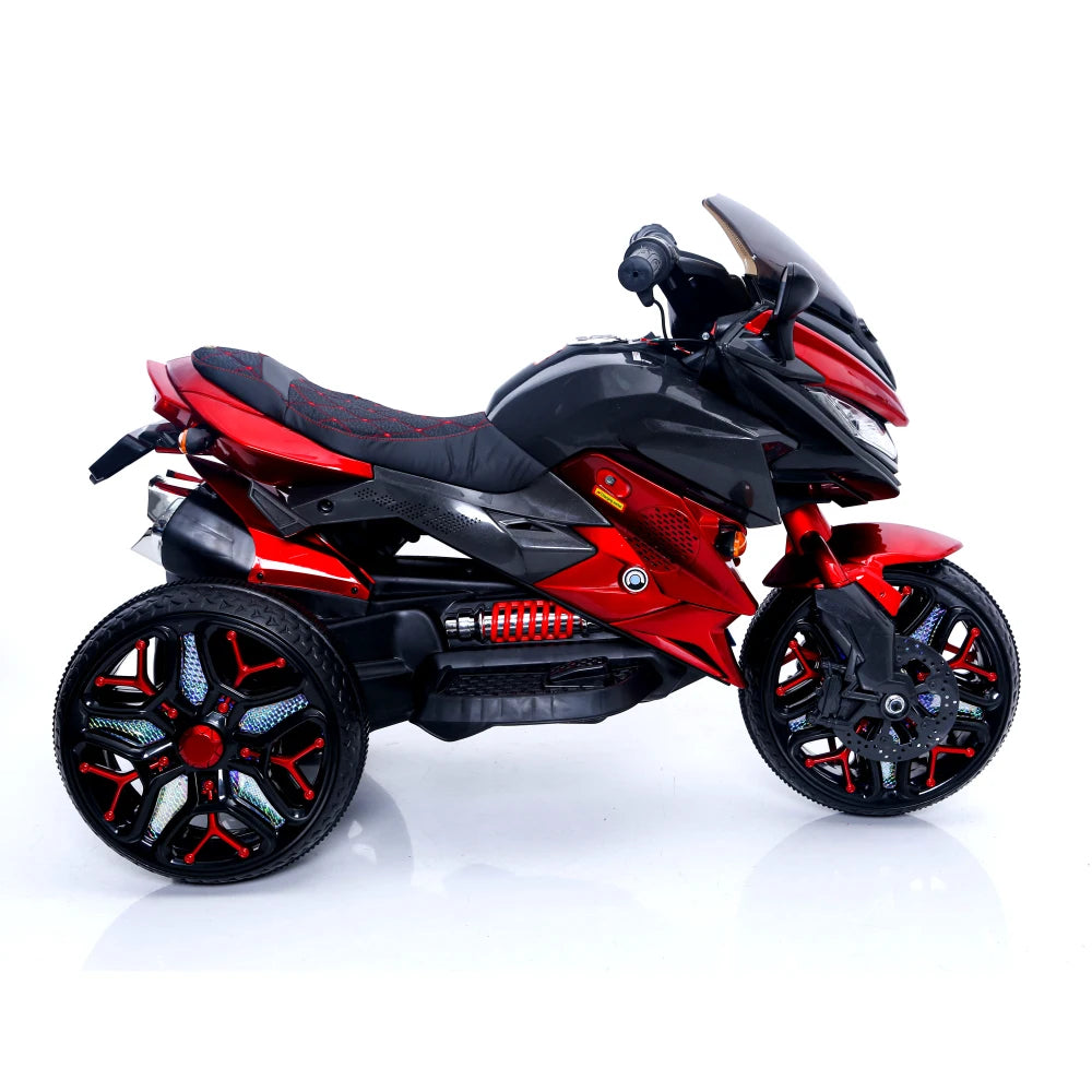 Ride-On Scooter 3-Wheels Battery Powered Motorbike Rechargeable Manual Throttle Drive by Hand Lighting Wheels Kids Motorcycle