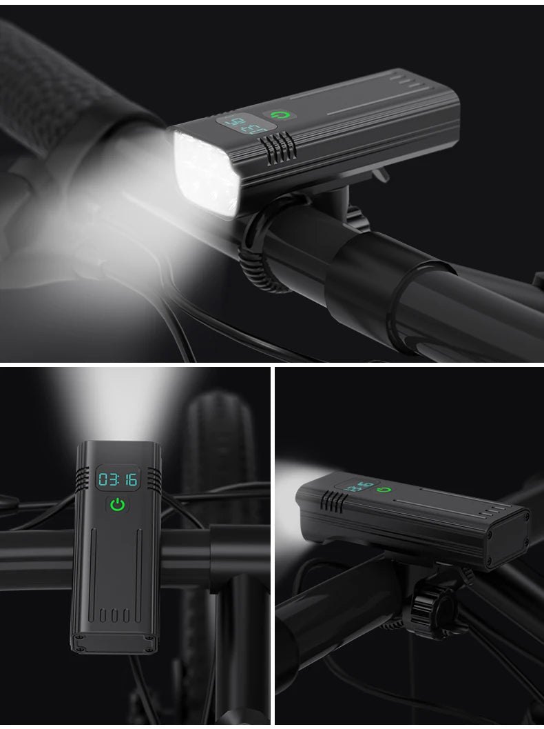 NATFIRE 12 LED Bike Light High Lumen USB C Rechargeable Aluminum MTB Bicycle Light 10000mAh Power Bank Headlight 6 to 12 LED