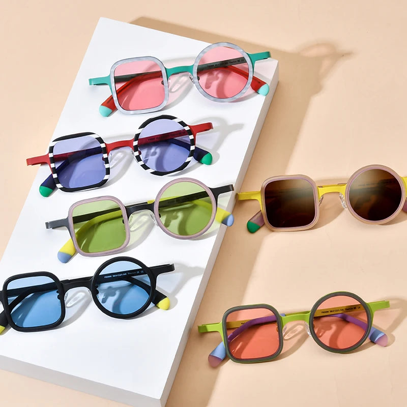 Borregls Acetate Titanium Sunglasses Women Brand Design Irregular Polarized Mirrored Sun Glasses Men Square Round Shades 185886