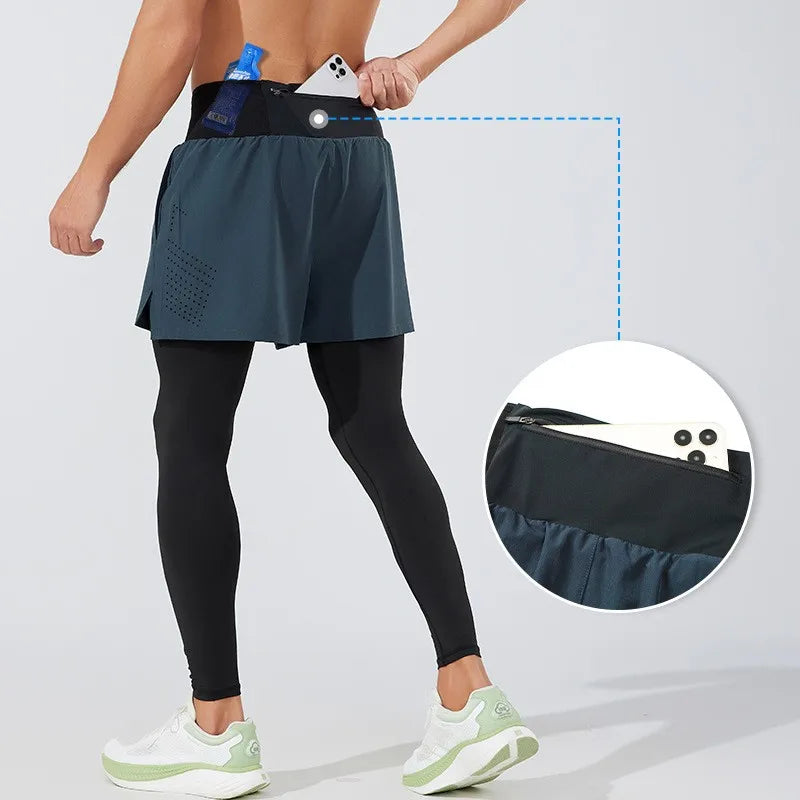 Custom Men's Breathable Quick Dry Gym Leggings Elastic Waist Compression Tights for Fitness Running Training Workout Solid