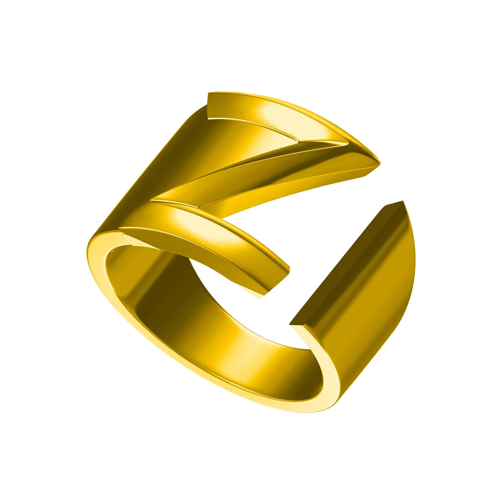 Letter Ring A-Z  26 Capital Letters Plated  Real 18K Gold Opening Adjustable Man Women Fashion Jewelry Rings