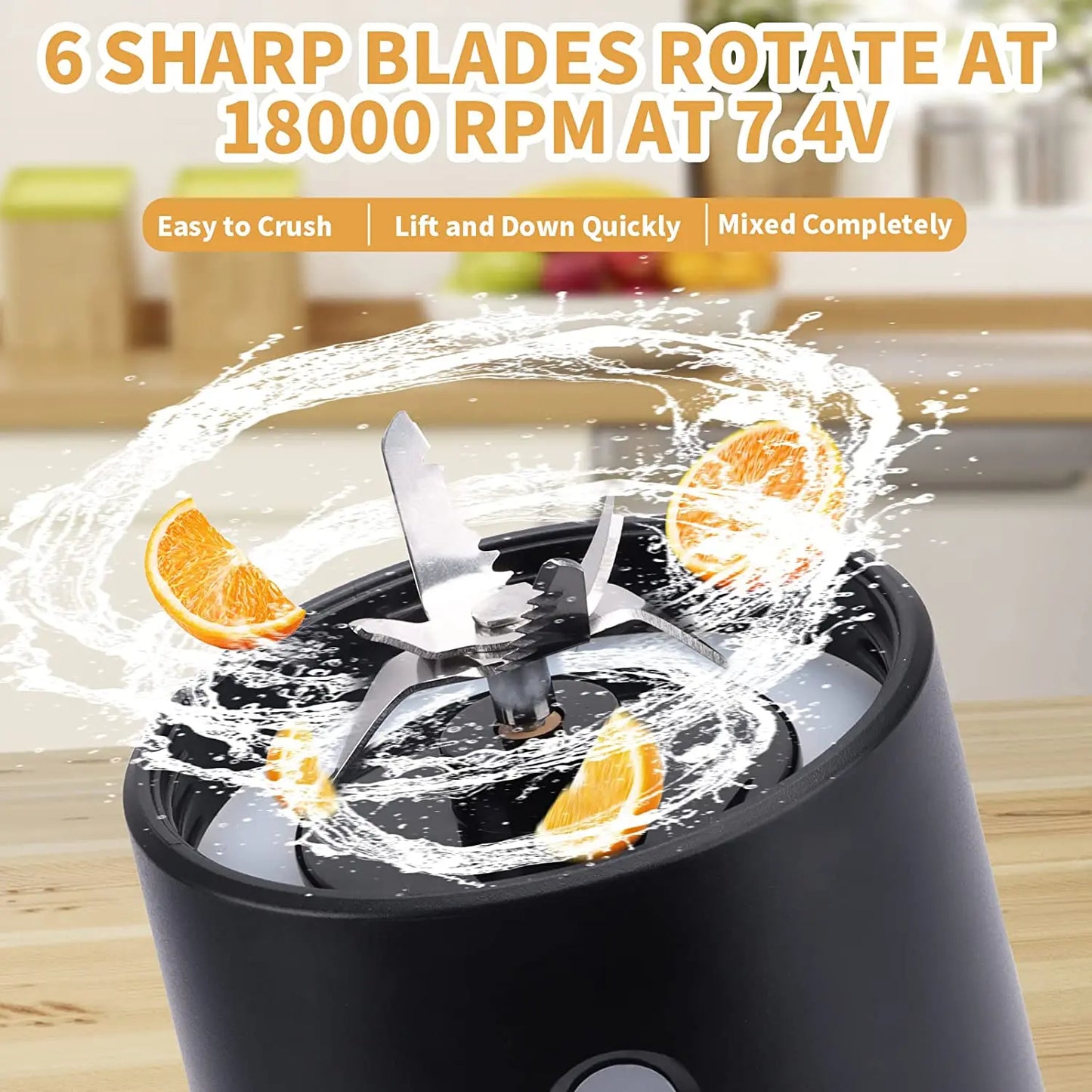 Mini Blender 450ml Stainless Steel BPA Free USB Recharging Electric Blender Camping Juice Blender