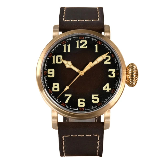 45mm Case Bronze Pilot Men Luxury Watch YN55A Automatic Mechanical Vintage Simple Style Sapphire Waterproof 10Bar Watch
