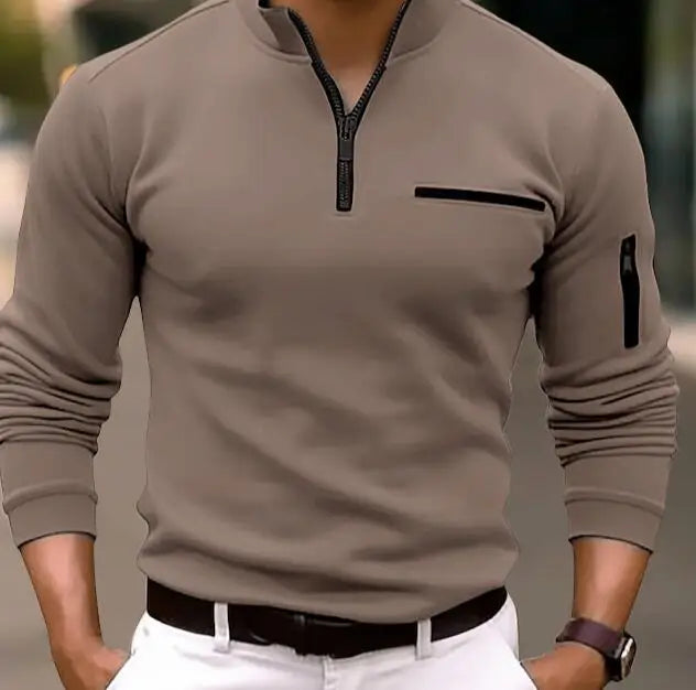 Men Fashion Long Sleeve Zipper Polo Shirt Spring Autumn New 3D Digital Print Sport Tops Polo Shirt for Men