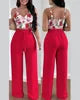 Women's Pleated Suspender Top With Fashionable Wide Leg High Waist Pants Set Casual 2-piece Set