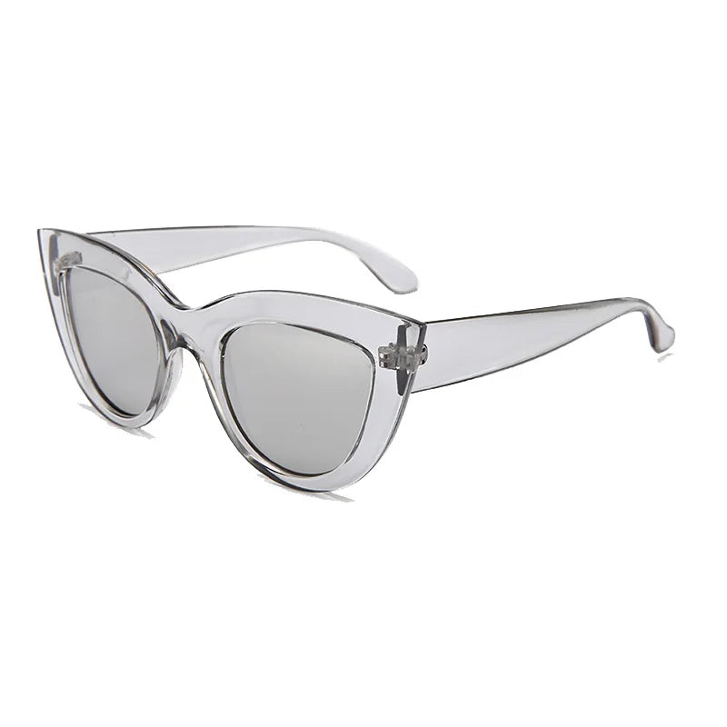 SHAUNA Retro Cat Eye Sunglasses Women UV400 Metal Hinge Fashion Gradient Mirror