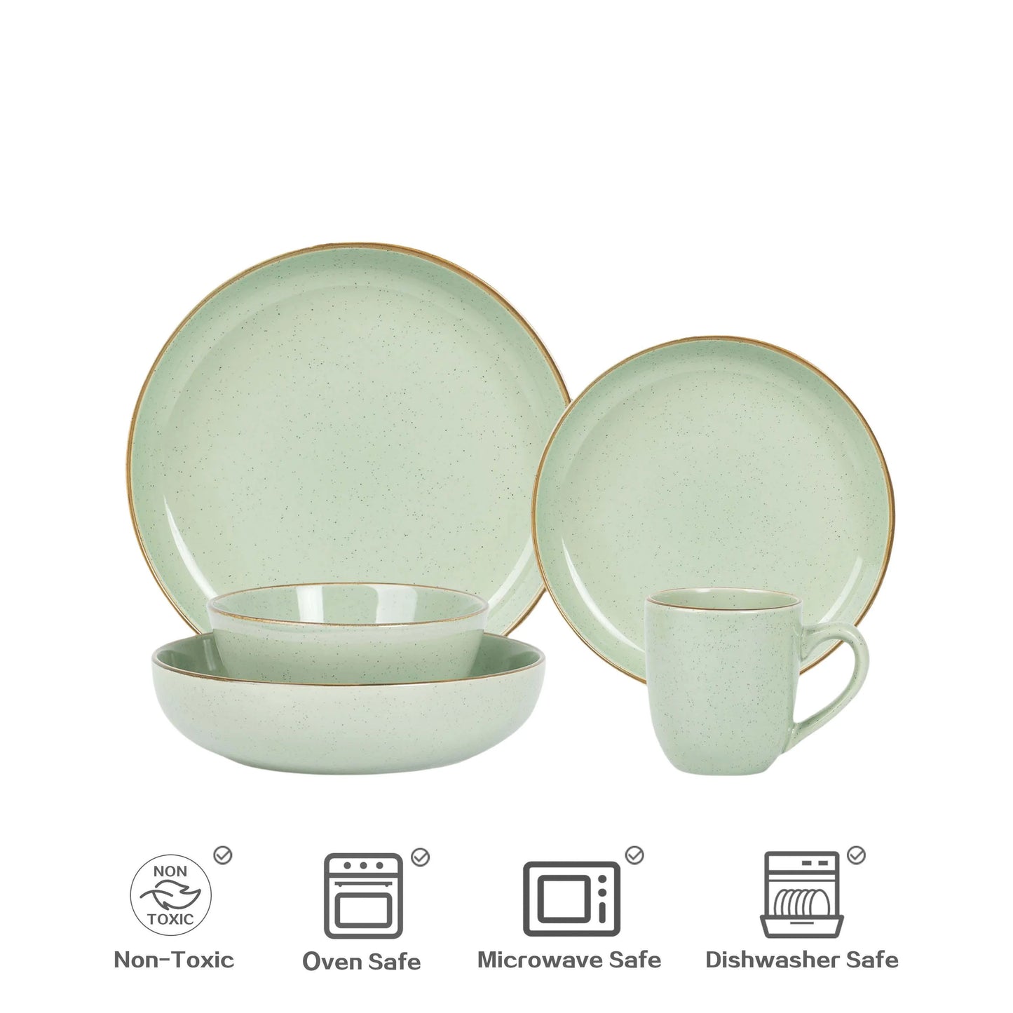 Ceramic Stoneware Set 20 Pcs Classic Round Ceramic Plate Dishes Nordic Style Drinking Mug Ceramic Cereal Bowl for Home Decor