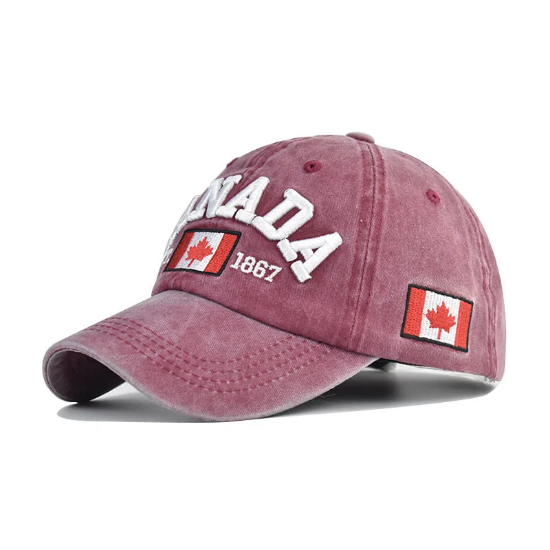Baseball Cap CANADA Letter Embroidery Leisure Fashion Sun hat Spring Autumn Washed denim baseball Sport cap Hip Hop Fitted Cap