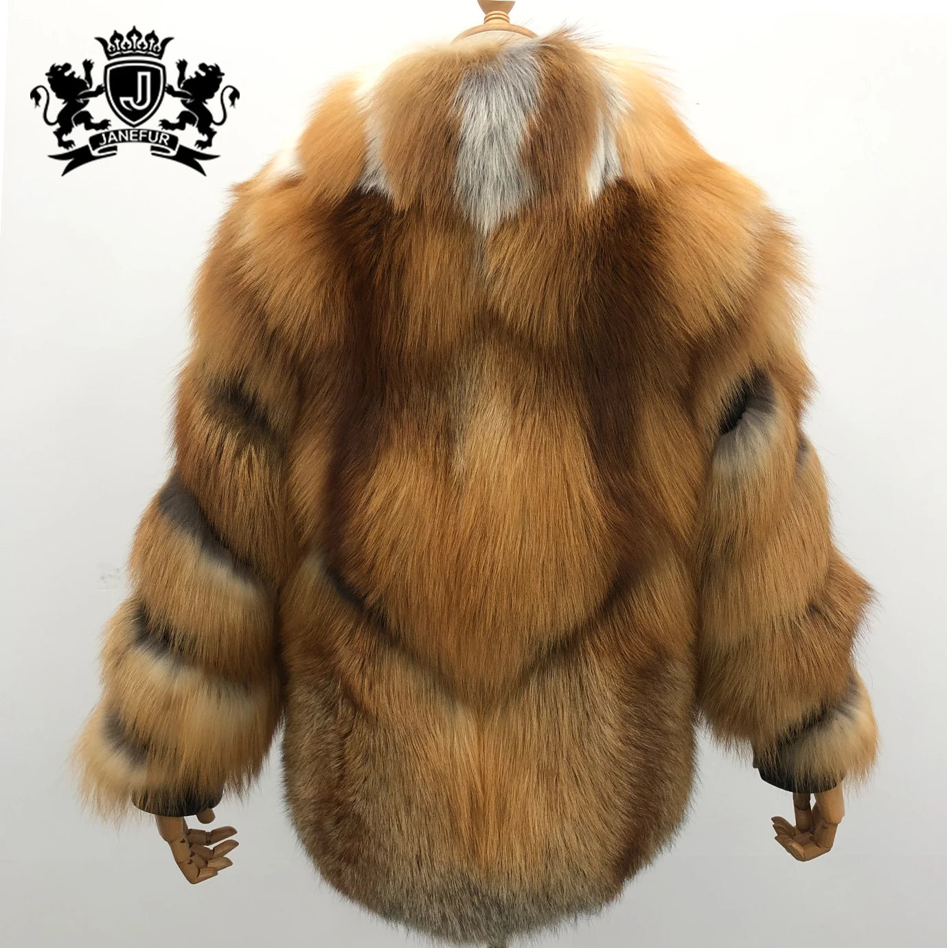 Janefur Fashion Warm Winter Full Pelt Red Fox Jacket for Women Thicken High Quality Genuine Real Fur Women Coat Red Fox Coat