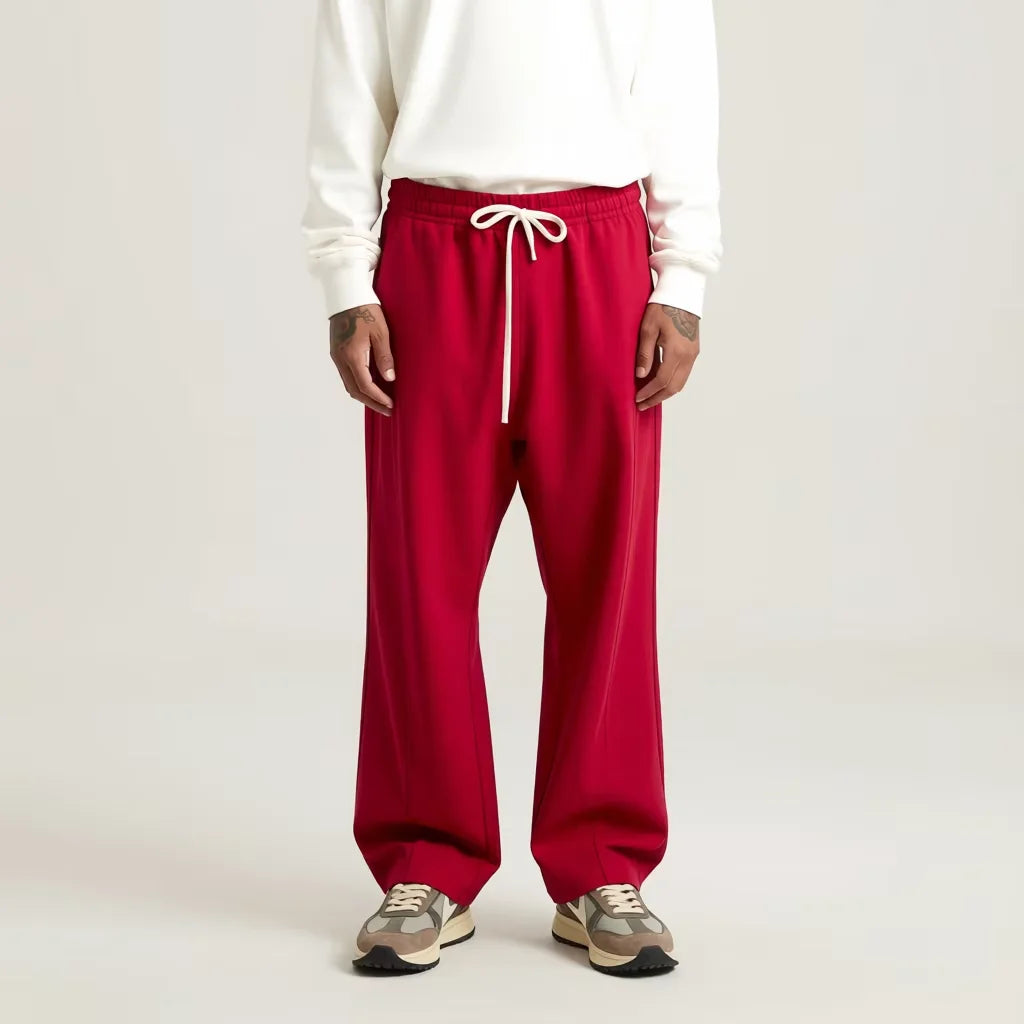 Winter Commute Curved Leg Drawstring Regular Fit Men Sweatpants Baggy and Hoodie Set