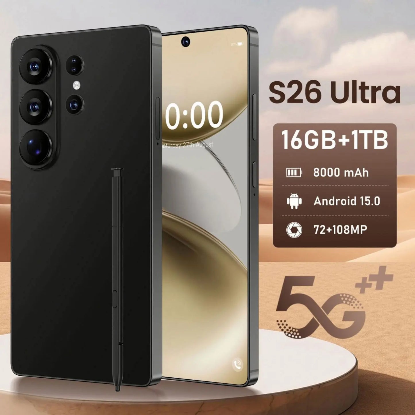 High Configuration S26 Ultra Smartphone 16GB+1TB Octa Core 108MP Camera 5G Dual SIM Global Mobile Phone