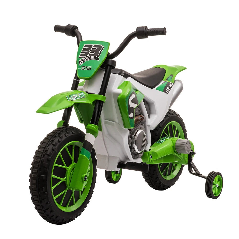 12V Kids Electric Scooter Battery Powered with Training Wheels Rear Wheel Drive 45 Mins Playtime Kids Electric Dirt Bike for 3-5