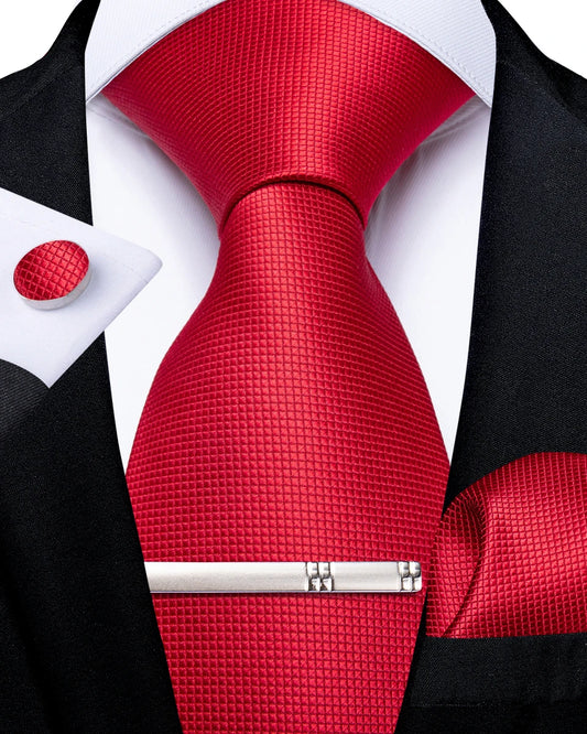 Free Shipping Men's Tie Classic Wedding Gift Necktie and Pocket Square Cufflinks Set  With Pin