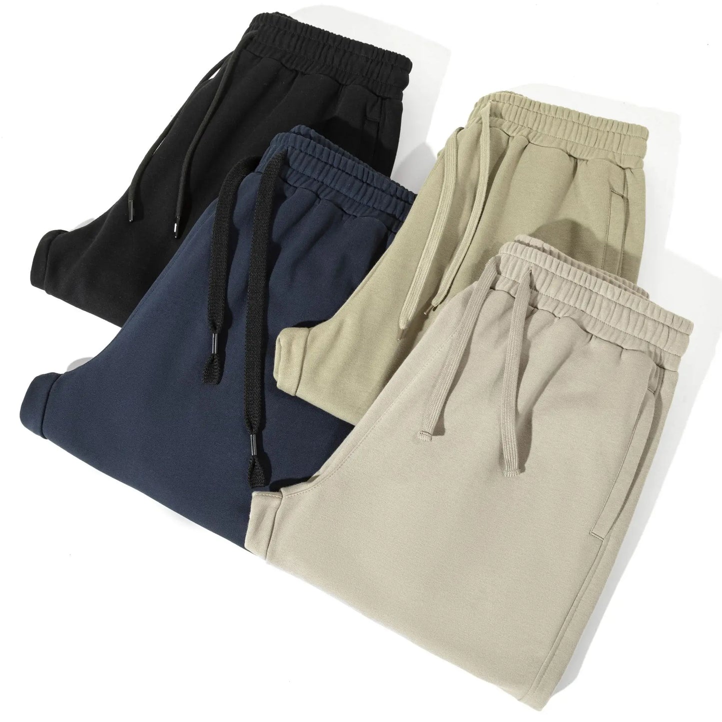 Hot Sale 380gsm Terry Jogger Trousers for Men High Quality Jogger Pants With Pockets Heavy Solid Custom Sweat Pants for Men