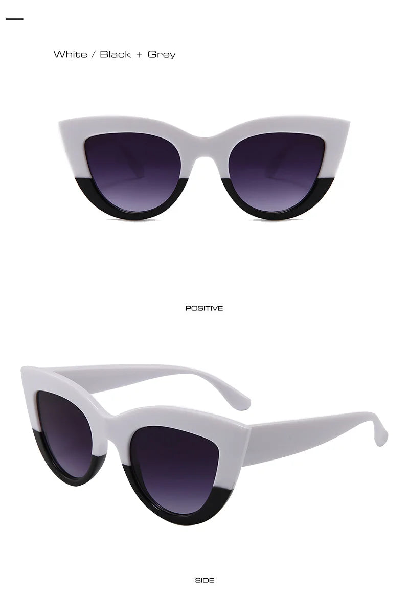 SHAUNA Retro Cat Eye Sunglasses Women UV400 Metal Hinge Fashion Gradient Mirror