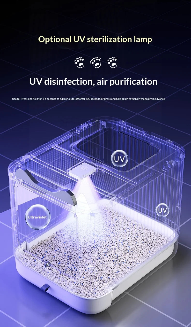 Oversized Anti-Splash Fully Enclosed Cat Litter Box Sterilization Deodorant PP Material 2200g Model YR-SHL052010 Wholesale