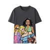 TAOP&ZA Women's 2024 Summer New American Retro Loose Print Washed Effect Short Sleeve T-Shirt 1131326