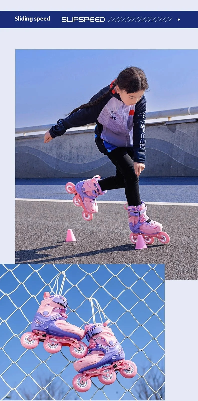 JINGYU G17 Professional Speed Skate Shoes for Kids Outdoor Beginners In-Line Roller Skates PU Wheel Adjustable 6000 Bearing for