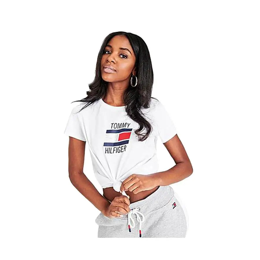 Tommy Classic Knot Tee Womens Active Shirts & Tees Color: White/Blue/Red | 100% Authentic