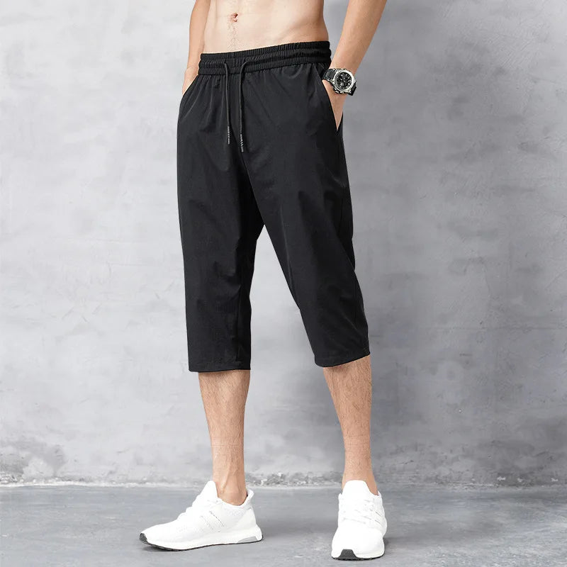 Male Bermuda Board Quick Drying Beach Black Men's Long Shorts Men's Shorts Summer Breeches 2025 Thin Nylon 3/4 Length Trousers