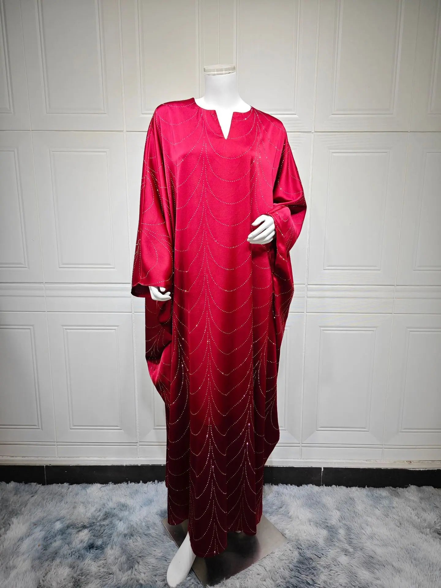Elegant Maxi Dress Turkish Caftan Wholesale Abaya Hot Diamond Kaftan Batwing Sleeves Women Muslim Dress Dubai Islamic Clothing
