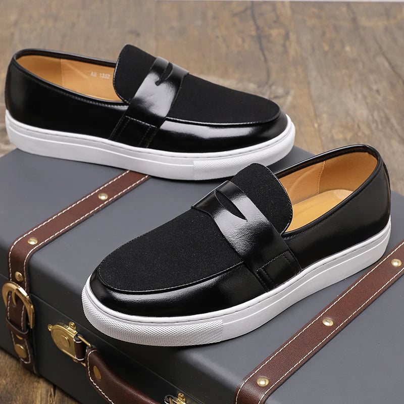 Men's Premium Faux Suede Leather Penny Loafers - Classic Slip-On Moccasin Shoes for Casual & Formal Wear