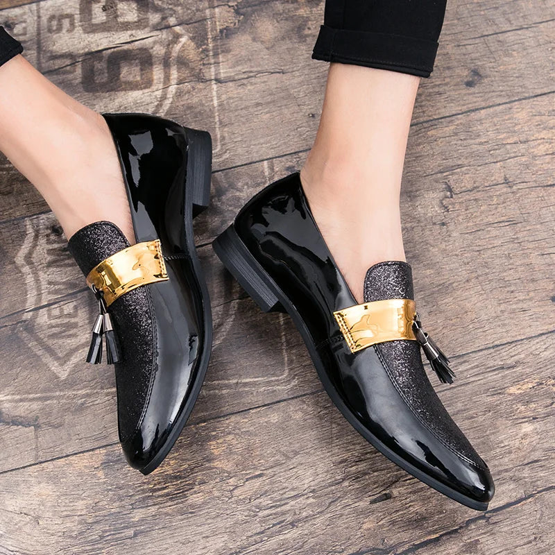 Latest Design Handsome Dress Shoes Glitters Upper Durable Classy Tassels Loafers Shoes for Men