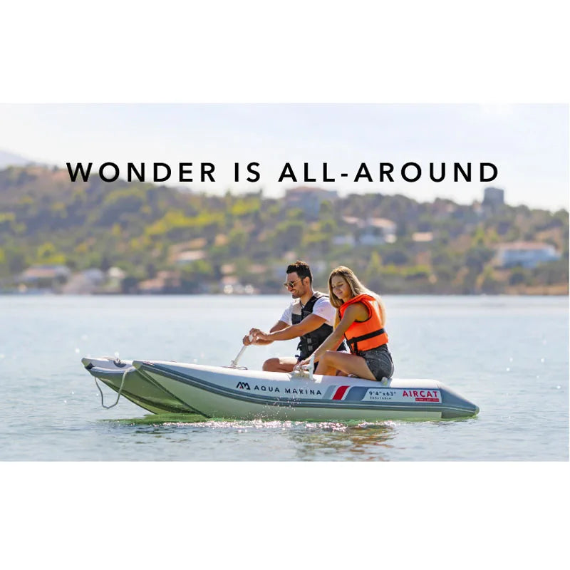 AQUA MARINA Inflatable 5 Person 335*160cm Double Body PVC Touring Boat 4+1 Air Chambers DWF Air Floor Deck for Drifting Offshore