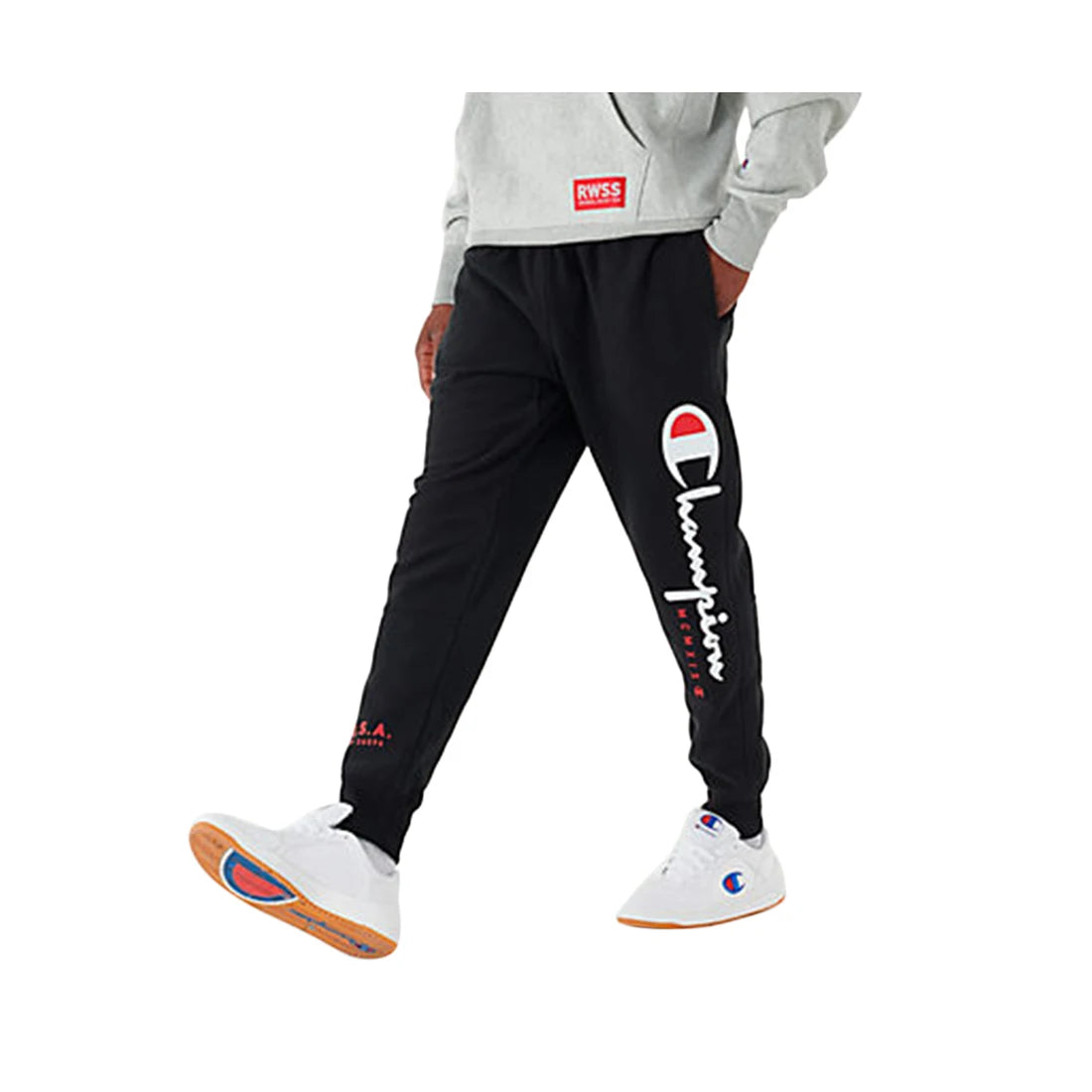 Champion Mcmxix Jogger Mens Active Pants Color: Black/White/Red | 100% Authentic