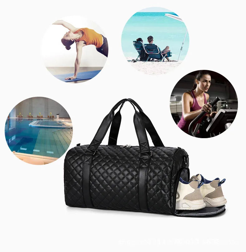 2024 New Fashion Travel Bag Sports Leisure Duffel Bag Men's PU Waterproof Fitness Bag Women's Portable Yoga