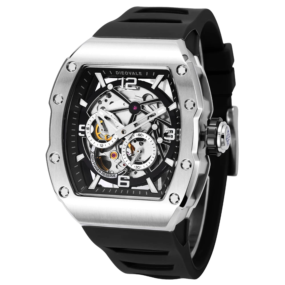 Men's Mechanical Watch RM Style Skeleton Dial Luxury Relgio Masculino Tonneau Watch