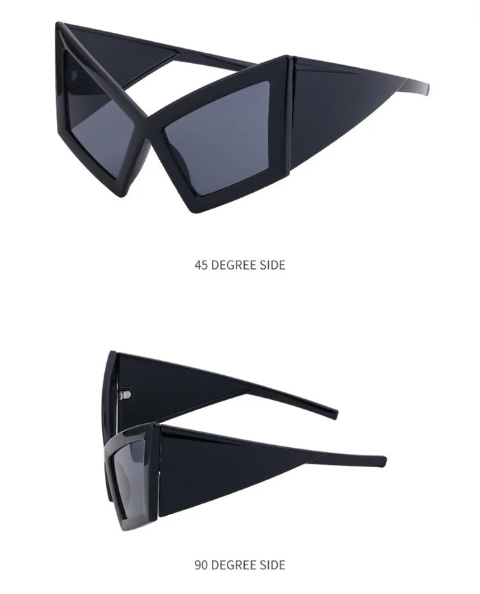 Avant-Garde Custom Logo Oversized Model Catwalk Show Irregular Sunglasses Uv400  Large Frame Contrast Color Y2k Punk Sunglasses