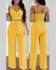 Women's Pleated Suspender Top With Fashionable Wide Leg High Waist Pants Set Casual 2-piece Set