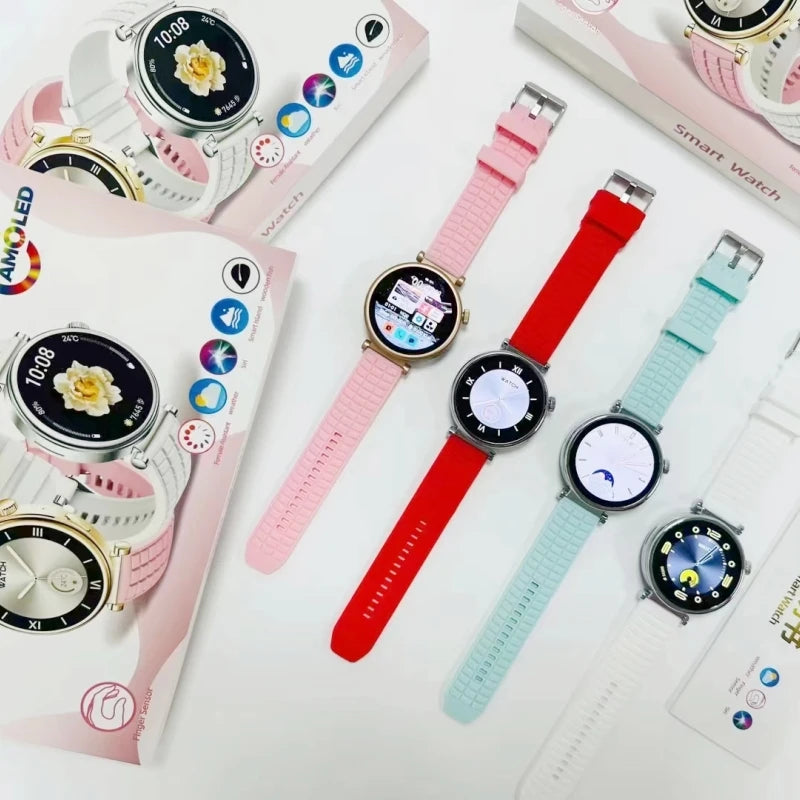 Z01 Mini Smartwatch for Ladies 2025 BT Call Fitness Tracker 1.27 AMOLED Screen 2 Straps IP67 Stock Reloj Inteligente for Women