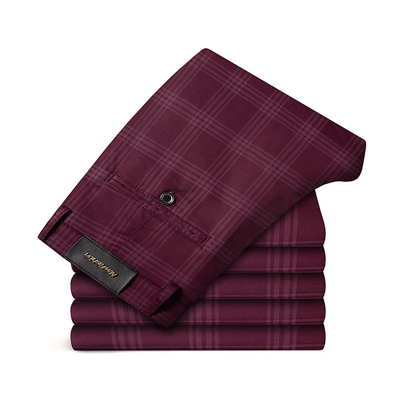 2025 Spring New Men's Plaid Casual Pants Business Fashion Slim Stretch Male Skinny Trousers Brand Clothes 7 Color