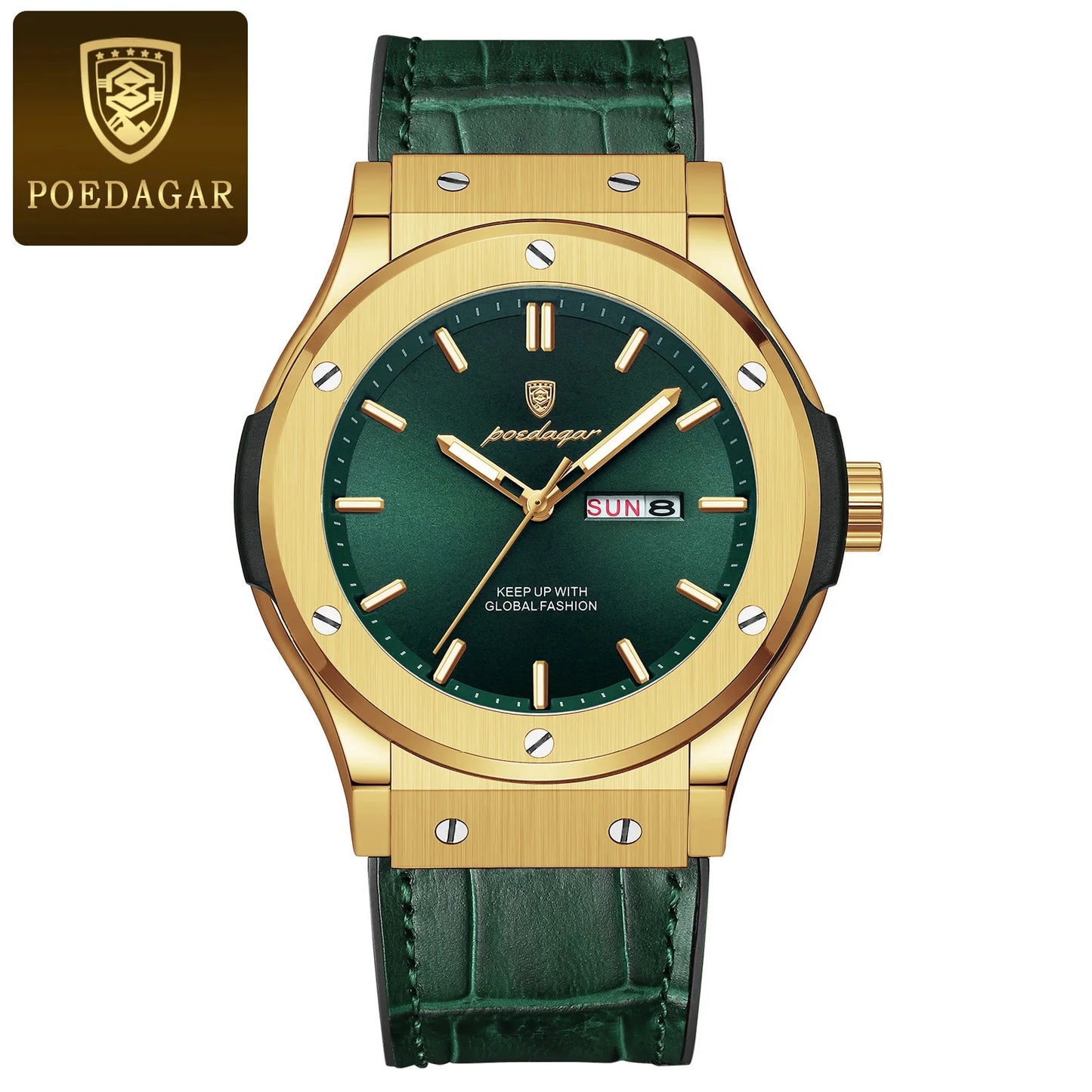 POEDAGAR 952 Brand Name Popular Man Quartz Watch clear Silicone Strap Waterproofing Week Display Simple Business Watch Supplier
