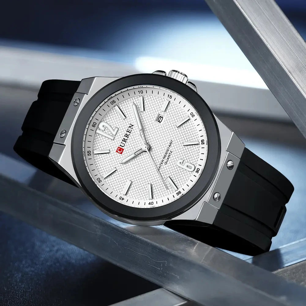 CURREN 8467 Male Luminous Night Light Japan Quartz Men Fashion Watch Waterproof Wristwatches Sports Silicone Strap Durable Clock