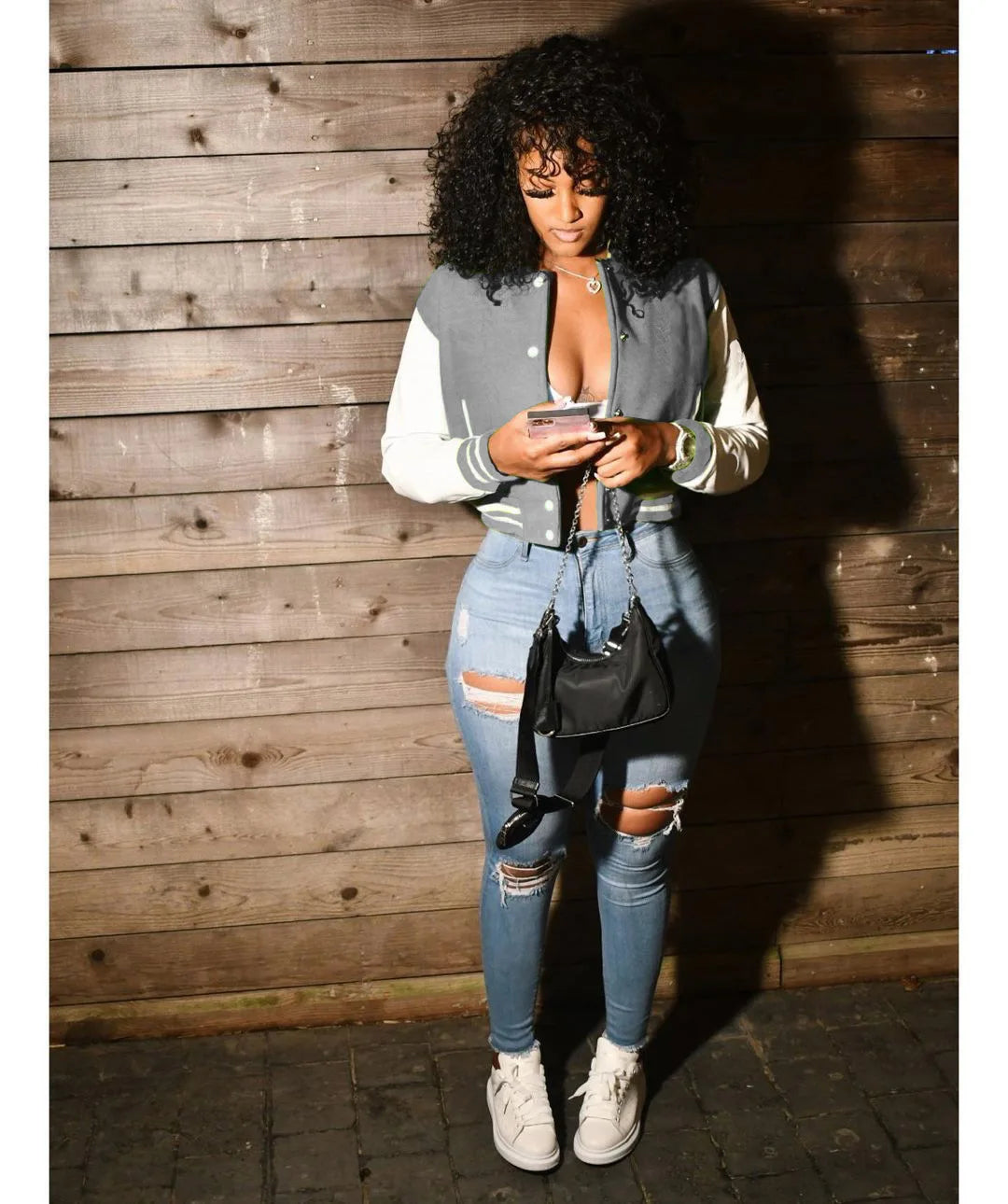 CM.YAYA 2024 Autumn Winter Patchwork Button Up Women Baseball Jackets Long Sleeve Elegant Sport Fashion Baseball Outcoat