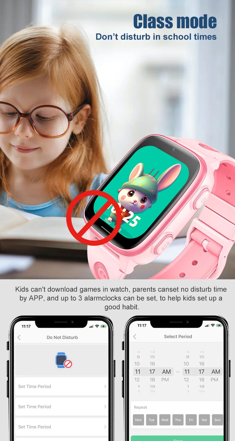 2025 Kids Smart Watch 1.52 Inch IP67 Waterproof GPS Tracking Children 4g Silicone Watches for Children
