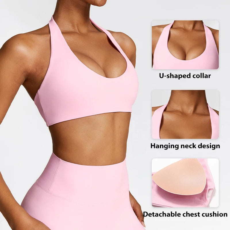 2024 New Running Shockproof Beauty Back Yoga Bra European and American Fitness Top High Strength Sports Underwear for Women