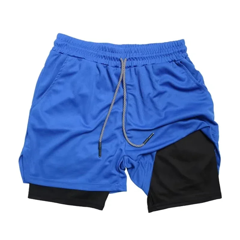 Men's 2-in-1 Camo Quick Dry Yoga and Running Shorts Compression Inner Layer Gym Fitness Jogging Pants