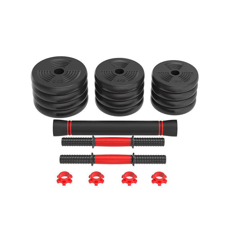 10Kg Adjustable Weight Barbells Plastic Coated Free Weights Sets with Non-Slip Connecting Rod Quick Conversion Dumbbell