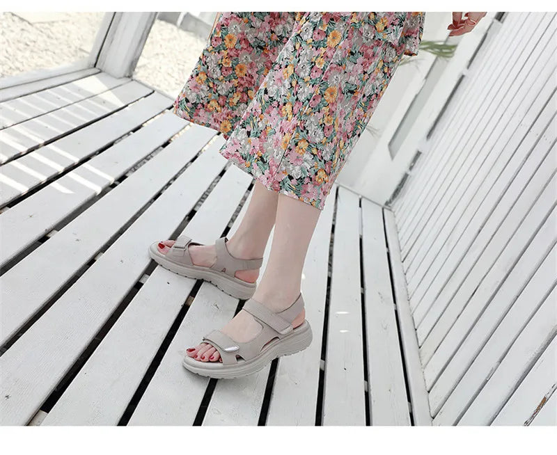 HOVINGE  Shoes Women Comfortable Sandals Ladies Slip-on Wedge Sandals Sports Beach Walk Shoes Summer Fashion Casual Shoes
